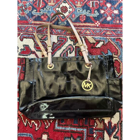 Michael Kors Black Patent Leather Small Tote Style Handbag - Picture 6 of 6